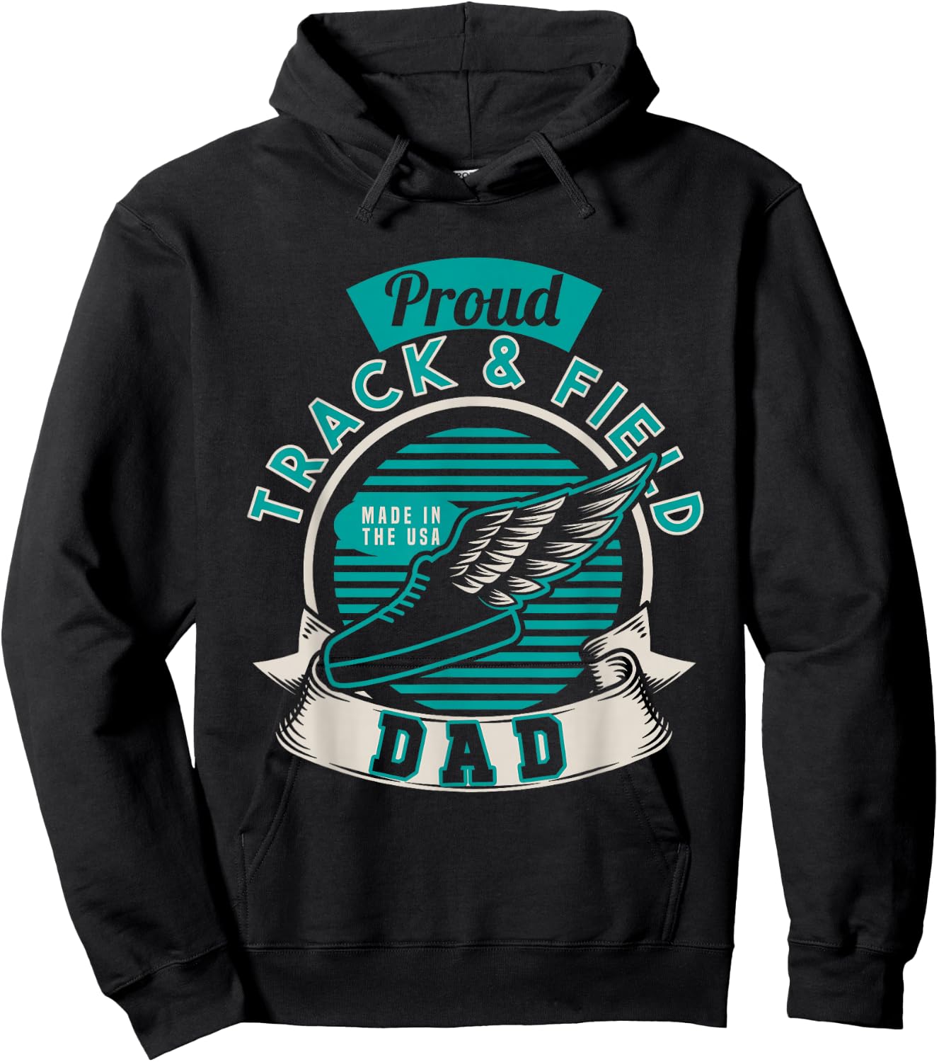 Proud Track & Field Dad USA | Athletics Sports | Running Hoodie - Hoodie | Black