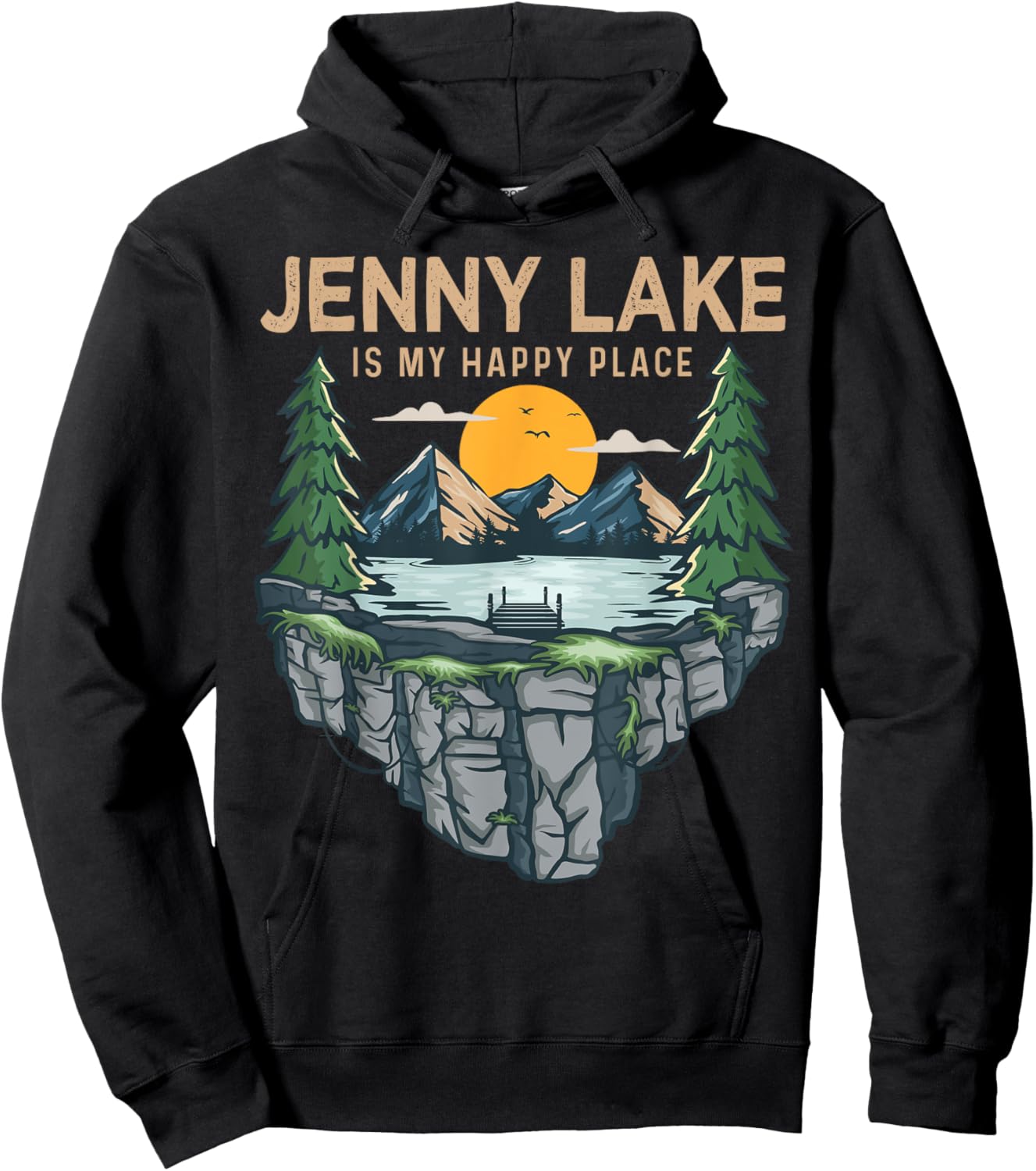 Fishing Boating Camping - My Happy Place Jenny Lake Hoodie - Hoodie | Black