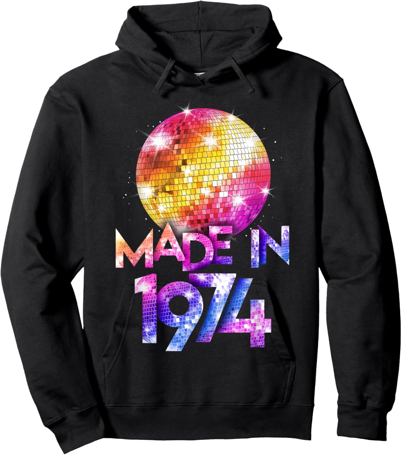Women 80s Birthday Retro Disco Vibes 1974 Hoodie - Hoodie | Black