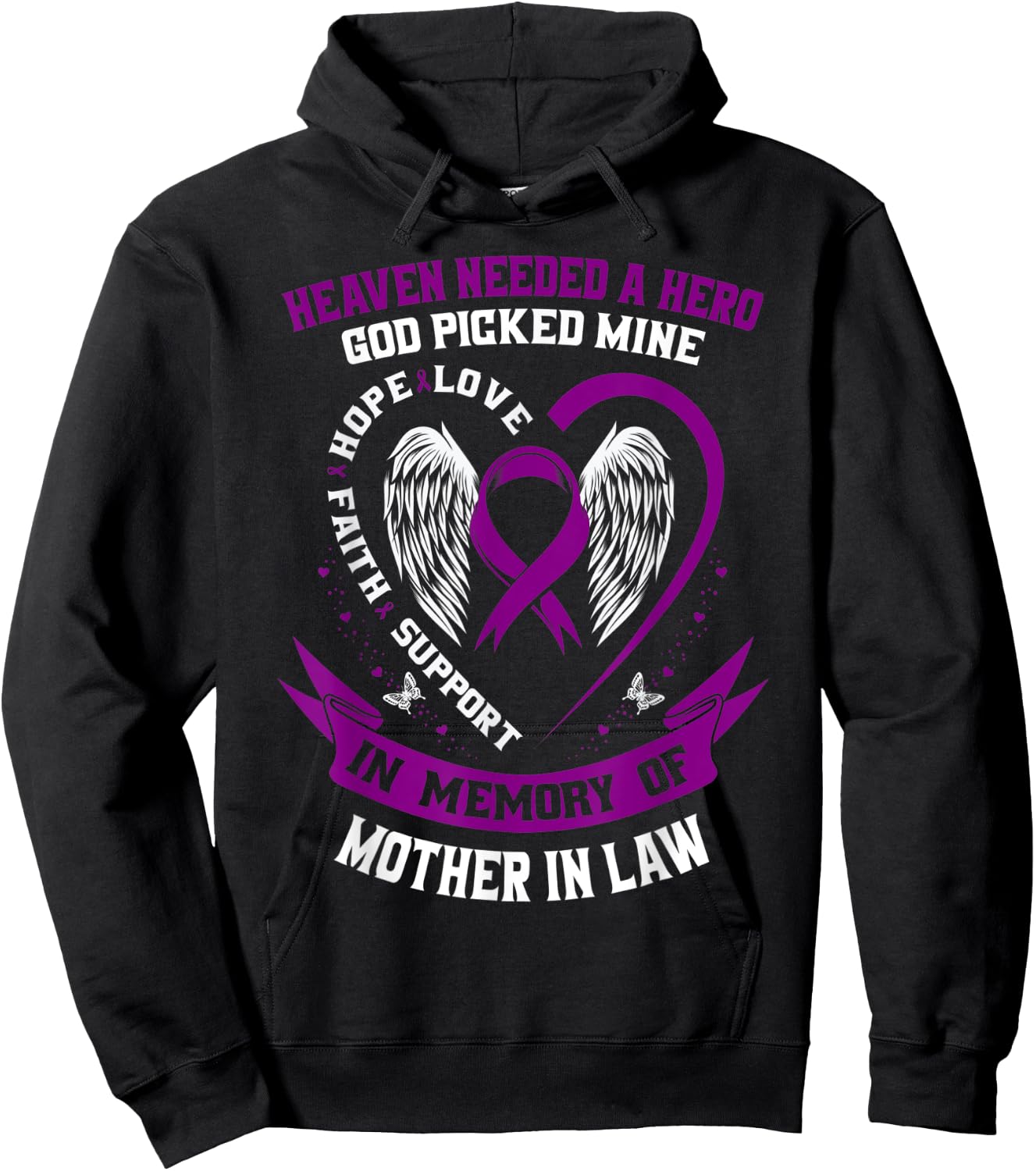 Purple In Memory of my Mother In Law Pancreatic Cancer Gifts Hoodie - Hoodie | Black