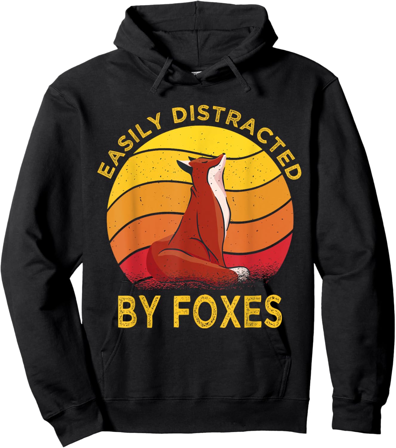 Easily Distracted By Foxes Vintage Funny Fox Hoodie - Hoodie | Black