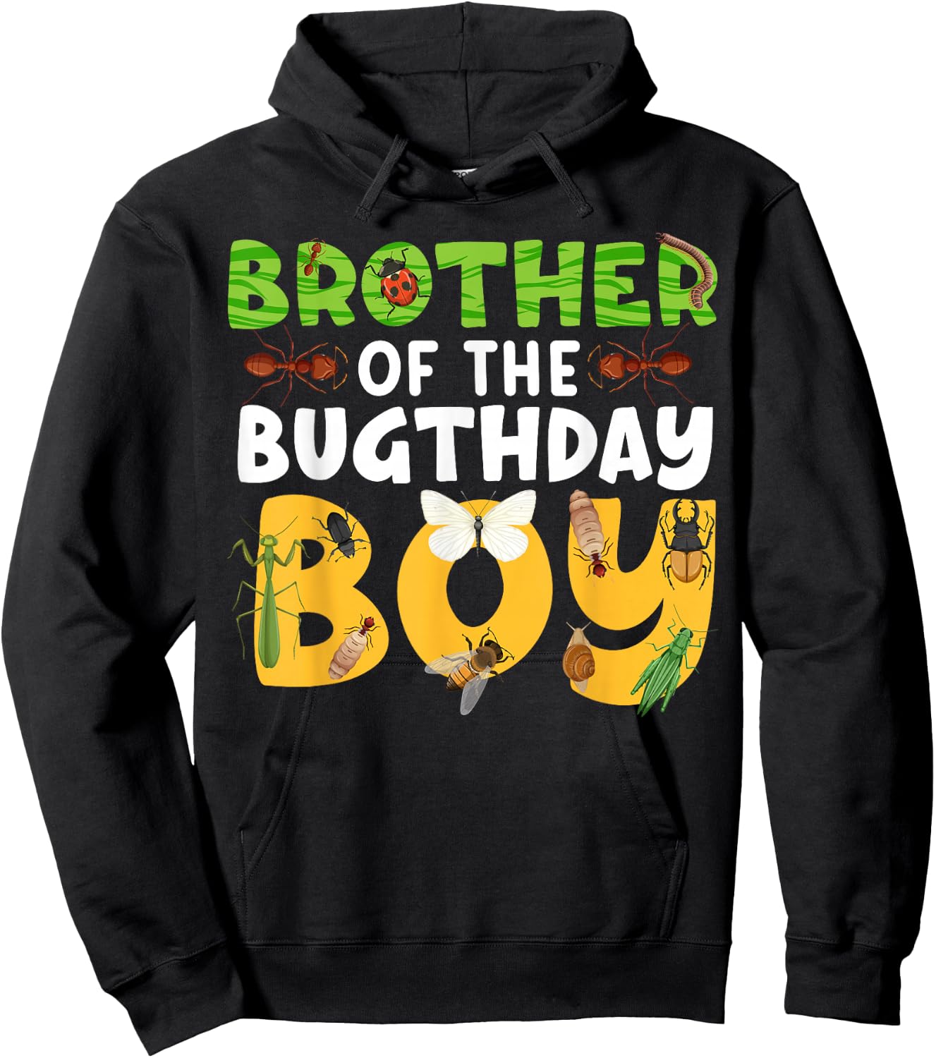 Brother of the Bugthday Boy Bug Themed Birthday Party Insect Hoodie - Hoodie | Black