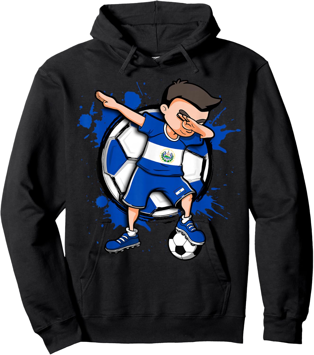 Dabbing Soccer Boy El Salvador Football Lovers Jersey Flag Hoodie - Hoodie | Black