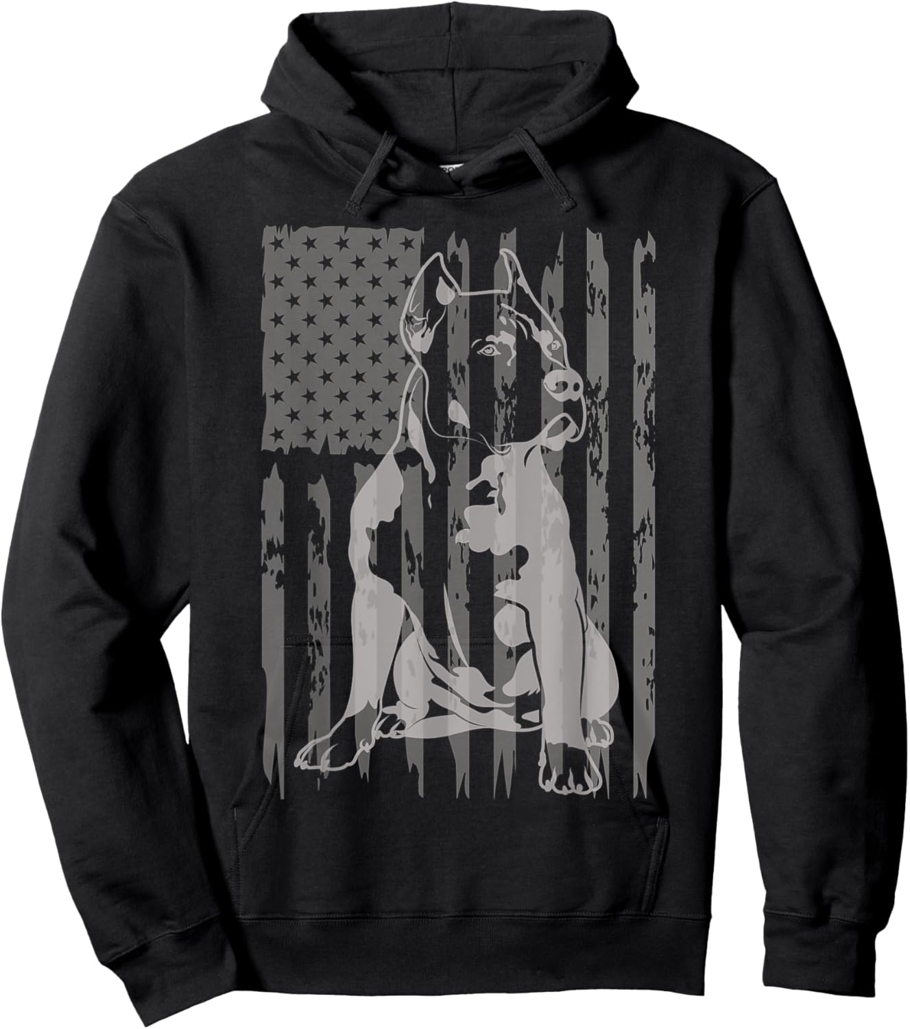 Pitbull Lover American Flag Patriotic Dad Mom Vintage Funny Hoodie - Hoodie | Black