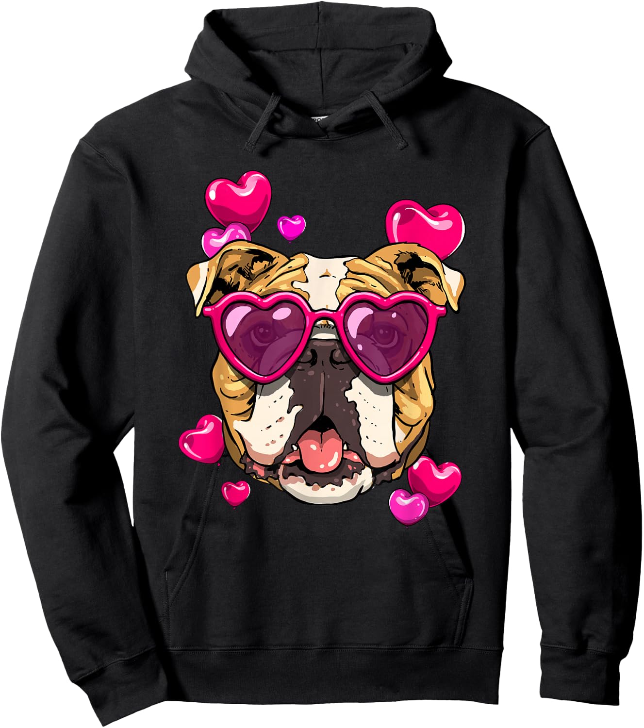 Valentines Day American Bulldog Heart Couples Dog Lover Hoodie - Hoodie | Black
