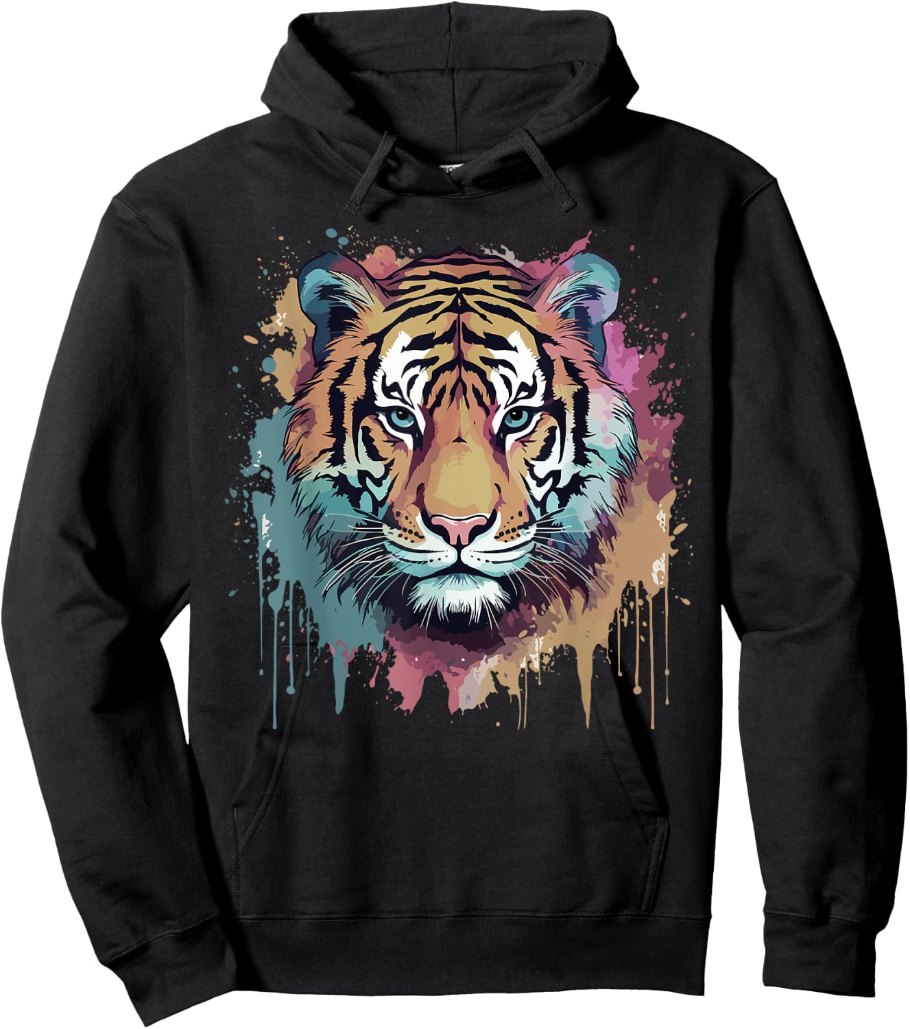 Tiger Art Portrait Big Cat Lover Retro Vintage Girls Graphic Hoodie - Hoodie | Black