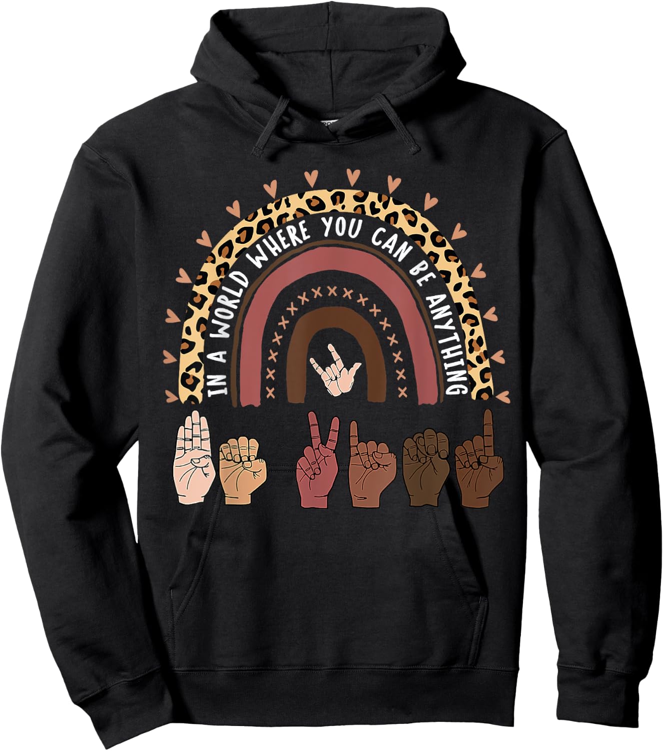 Be Kind Hand-Talking Teacher Artist ASL Hoodie - Hoodie | Black