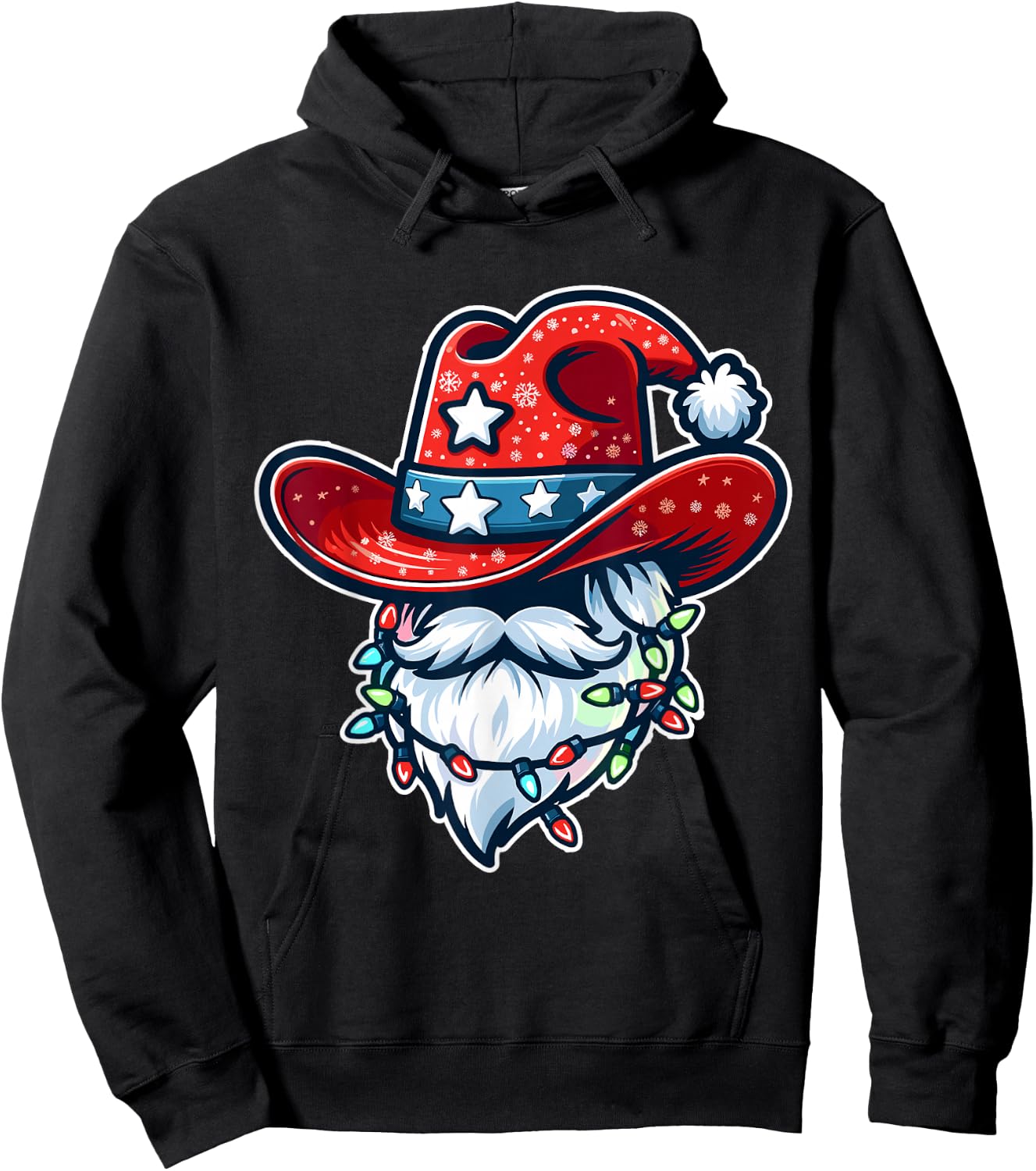 Cowboy Santa Hat Xmas Reindeer Rodeo Christmas In Texas Hoodie - Hoodie | Black