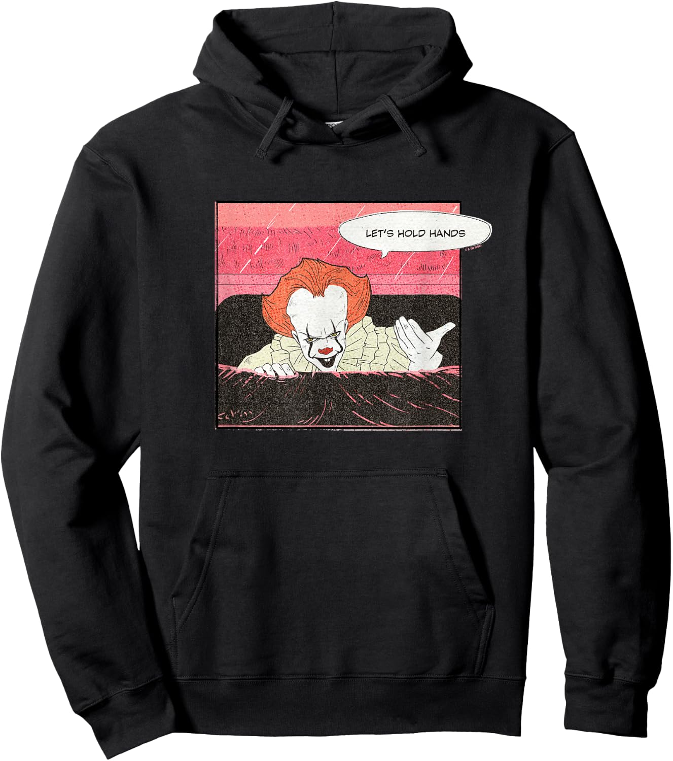 It Valentine's Day Let's Hold Hands Pennywise Retro Drawing Hoodie - Hoodie | Black