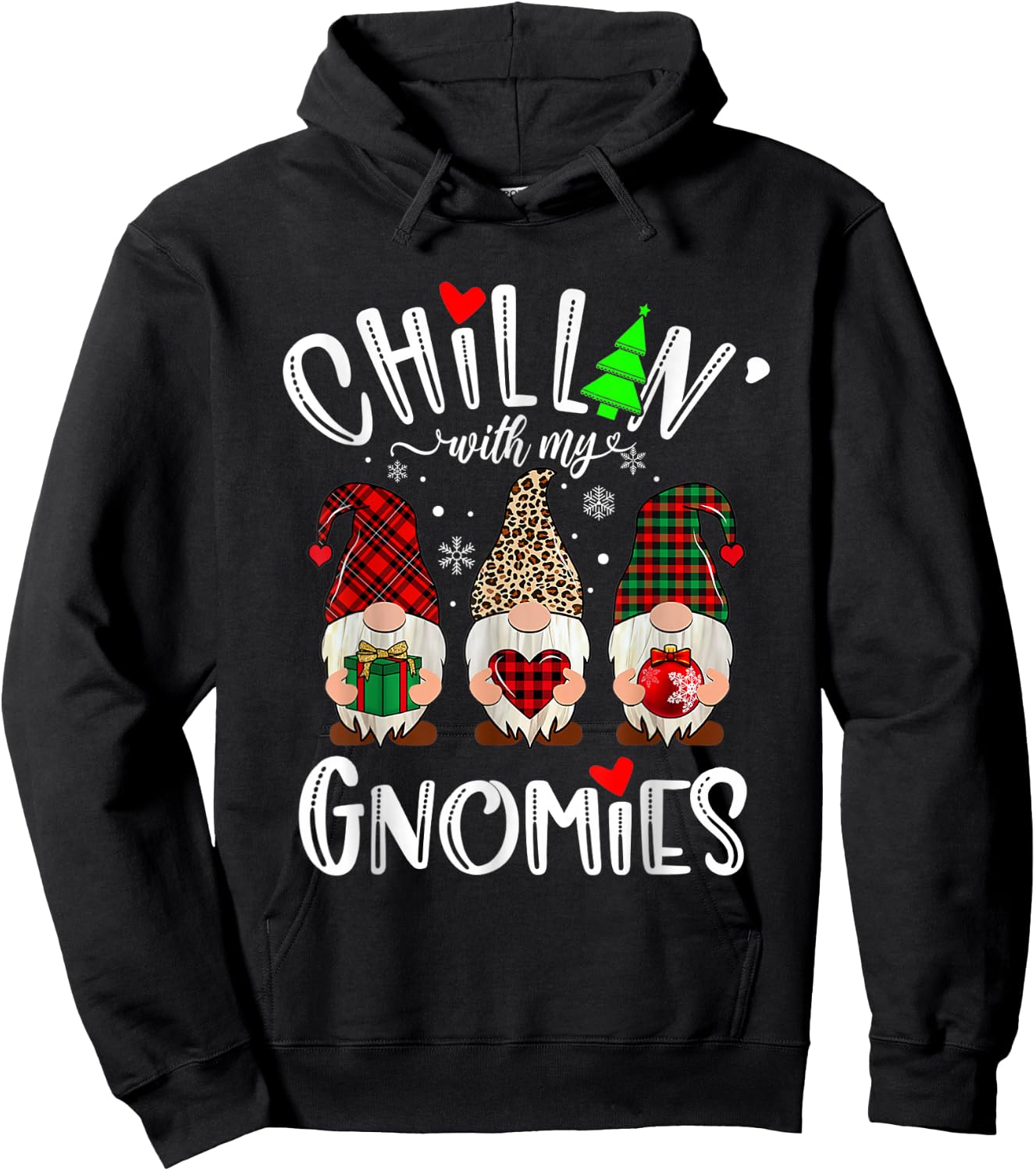Chillin With My Gnomies Christmas Gnome Family Matching Xmas Hoodie - Hoodie | Black