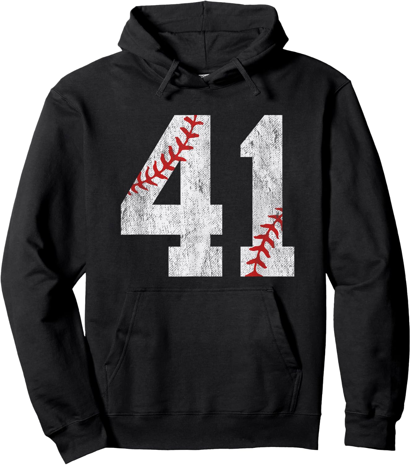 Number #41 Vintage 41st Birthday Baseball Lover 41 Years Old Hoodie - Hoodie | Black