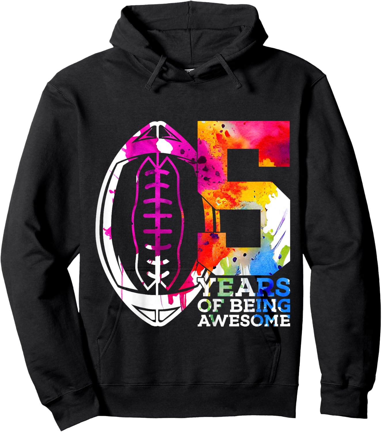 Kids 5 YEARS OF BEING AWESOME FOOTBALL 5TH BIRTHDAY Hoodie - Hoodie | Black