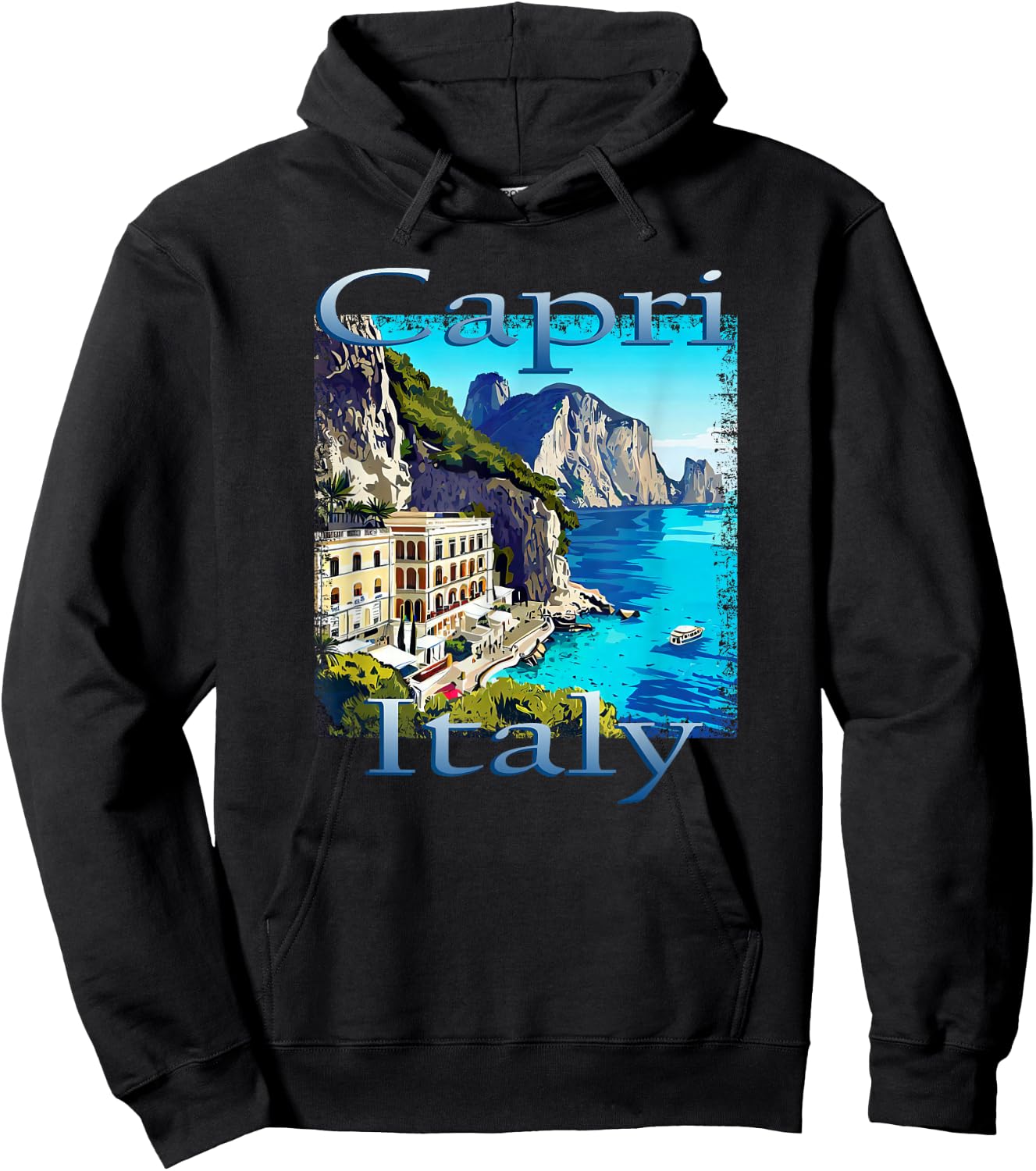 Capri Italy Grunge Style Design Hoodie - Hoodie | Black