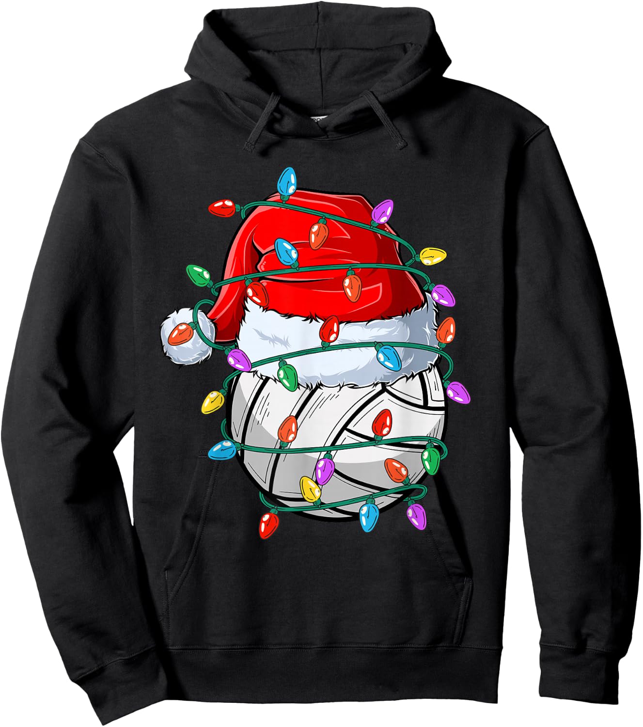 Christmas Volleyball Xmas Santa Sports Hat Ball Kids Boy Men Hoodie - Hoodie | Black