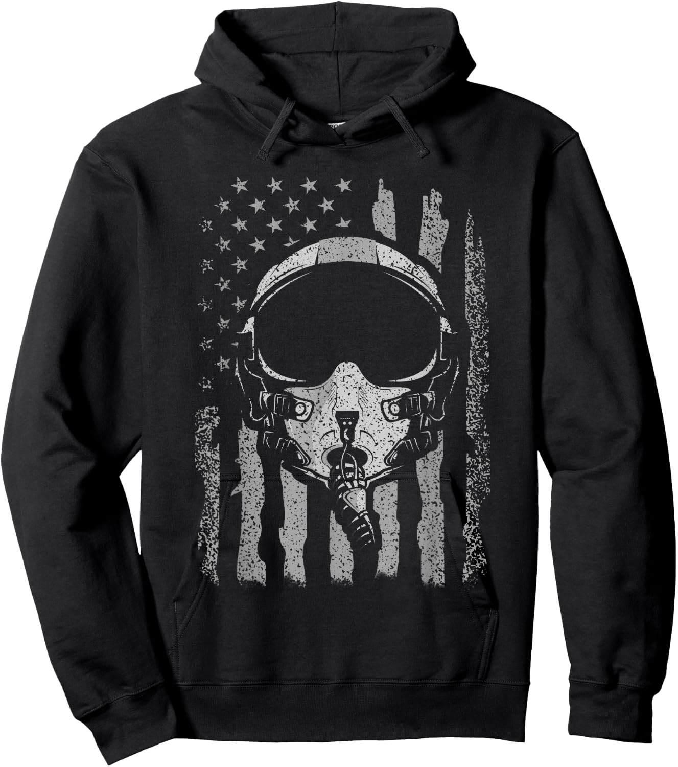 Jet Helmet Pilot Helmet American Flag Hoodie - Hoodie | Black