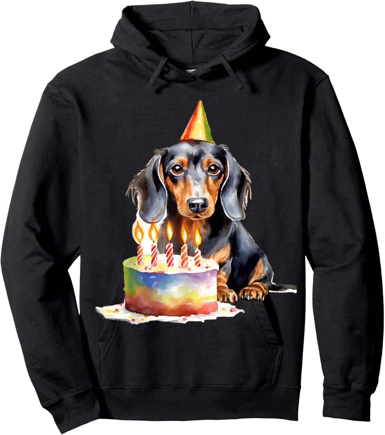 Dachshund Dog Birthday Party Cake Perfect for Dog Lovers Hoodie - Hoodie | Black