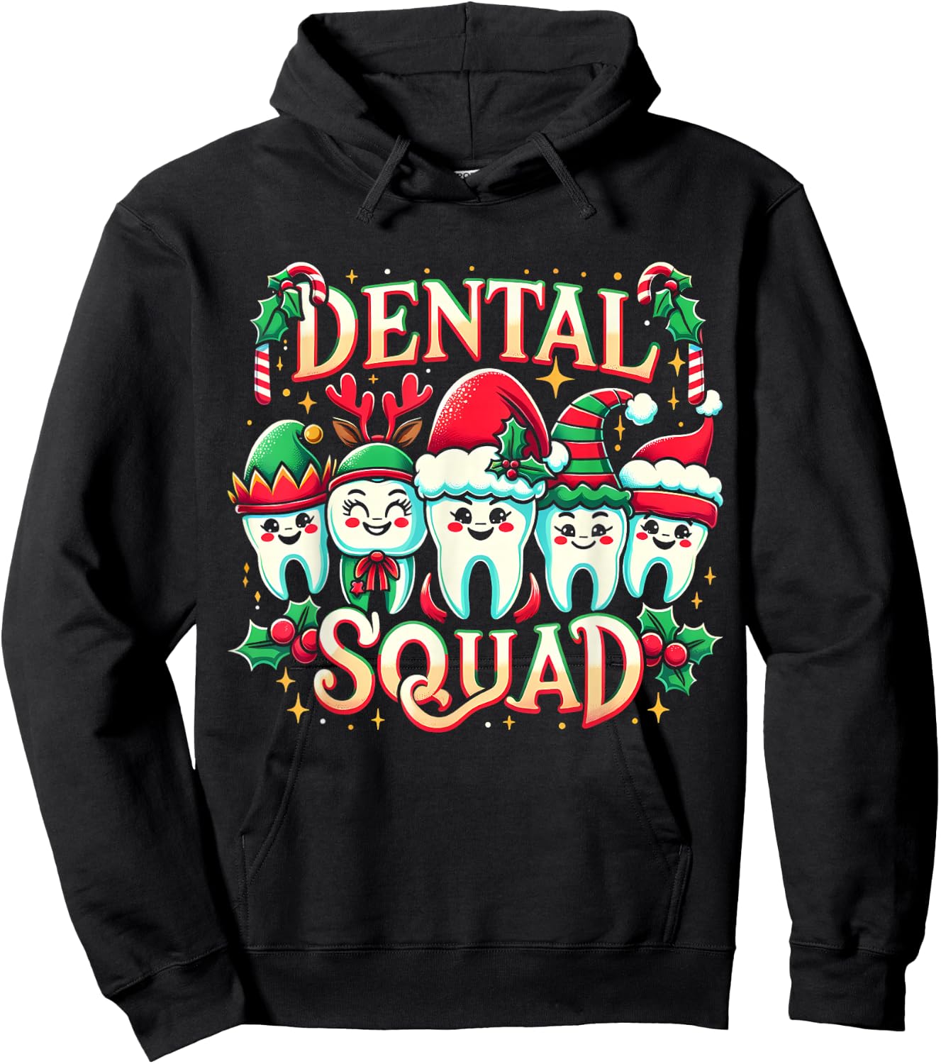 Jolly Dental Squad Christmas Team Spirit Merry Dentistry Hoodie - Hoodie | Black