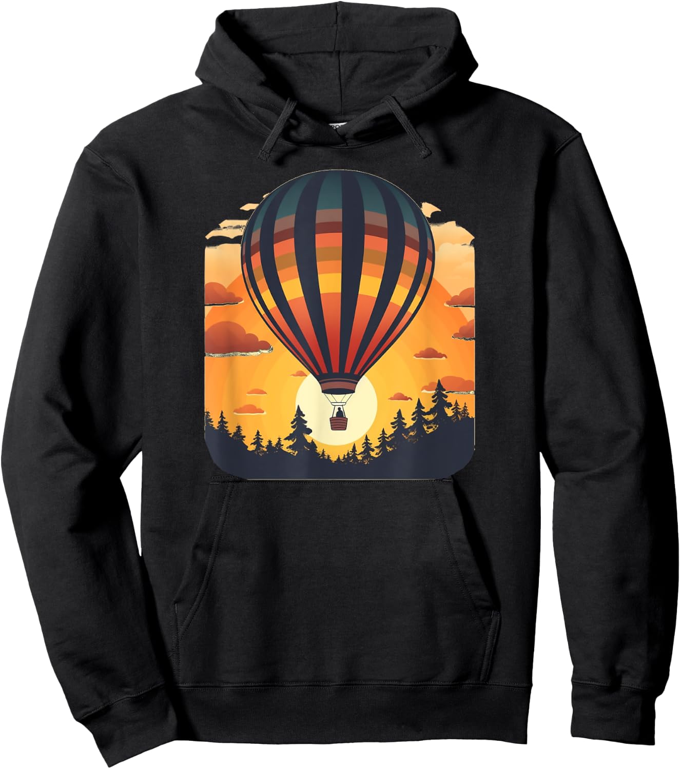 Wilderness Adventures with Sunset and hot Air Balloon Hoodie - Hoodie | Black