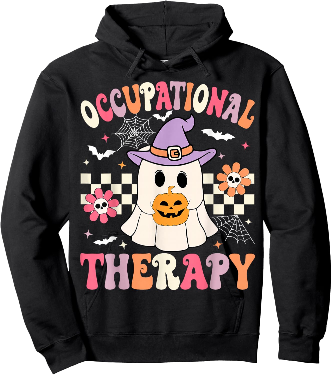 OT Occupational Therapy Halloween Retro Ghost OT Halloween Hoodie - Hoodie | Black