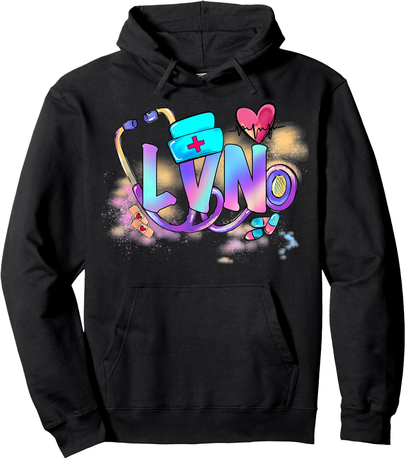 Tie Dye LVN Cute Nurse Day CNA RN Nurse Week Gifts Nursing Hoodie - Hoodie | Black