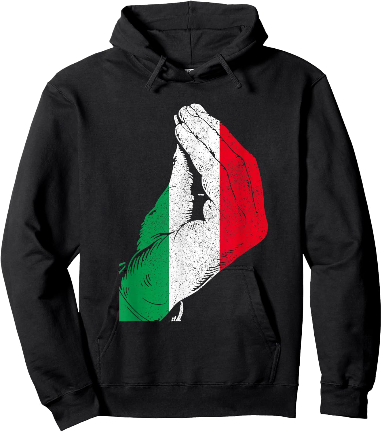 Italy Hand Gesture Italy Flag Pride Funny Hoodie - Hoodie | Black