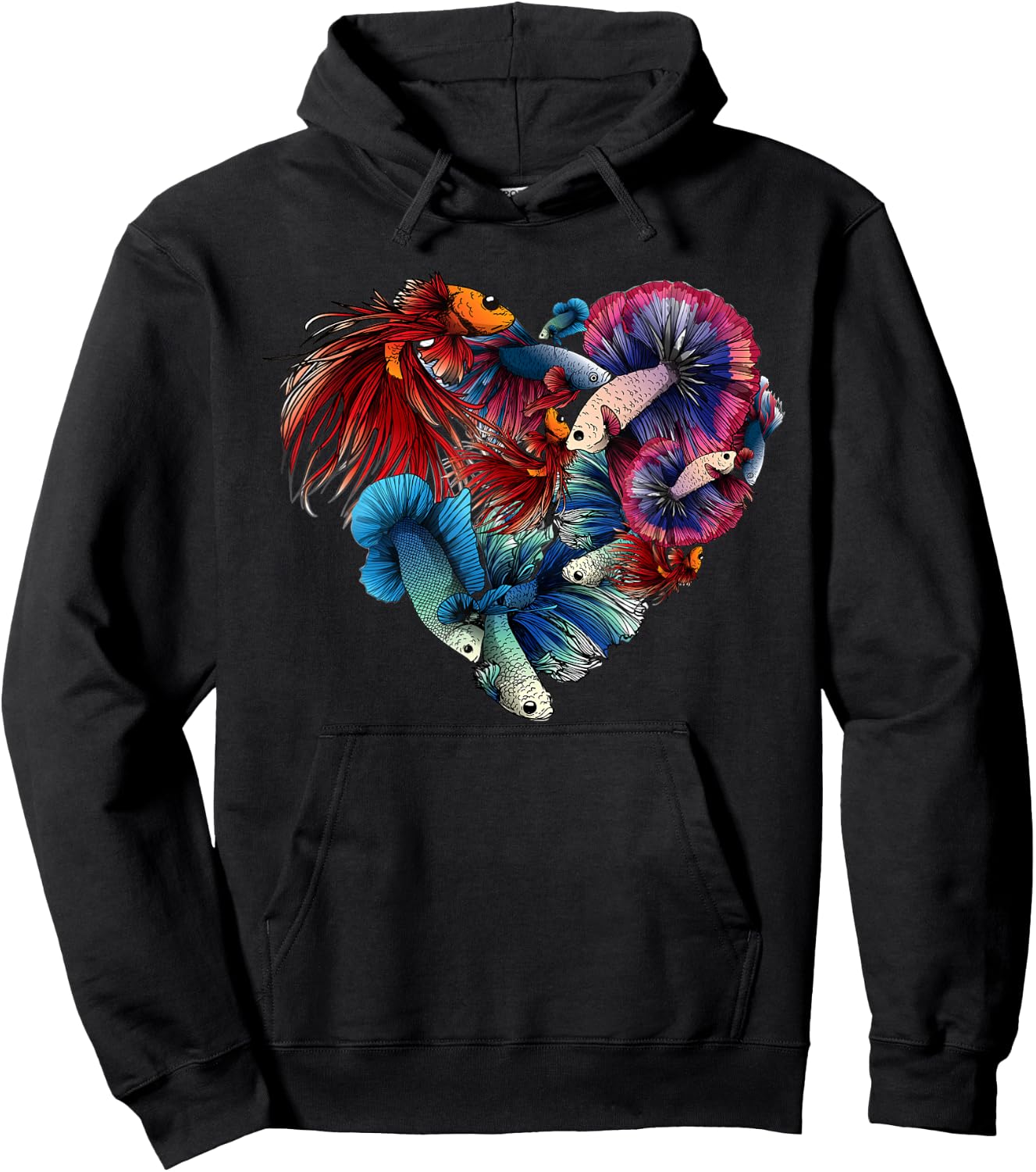 Siamese Fighting Fish Betta A Colorful Heart Betta Fishes Hoodie - Hoodie | Black