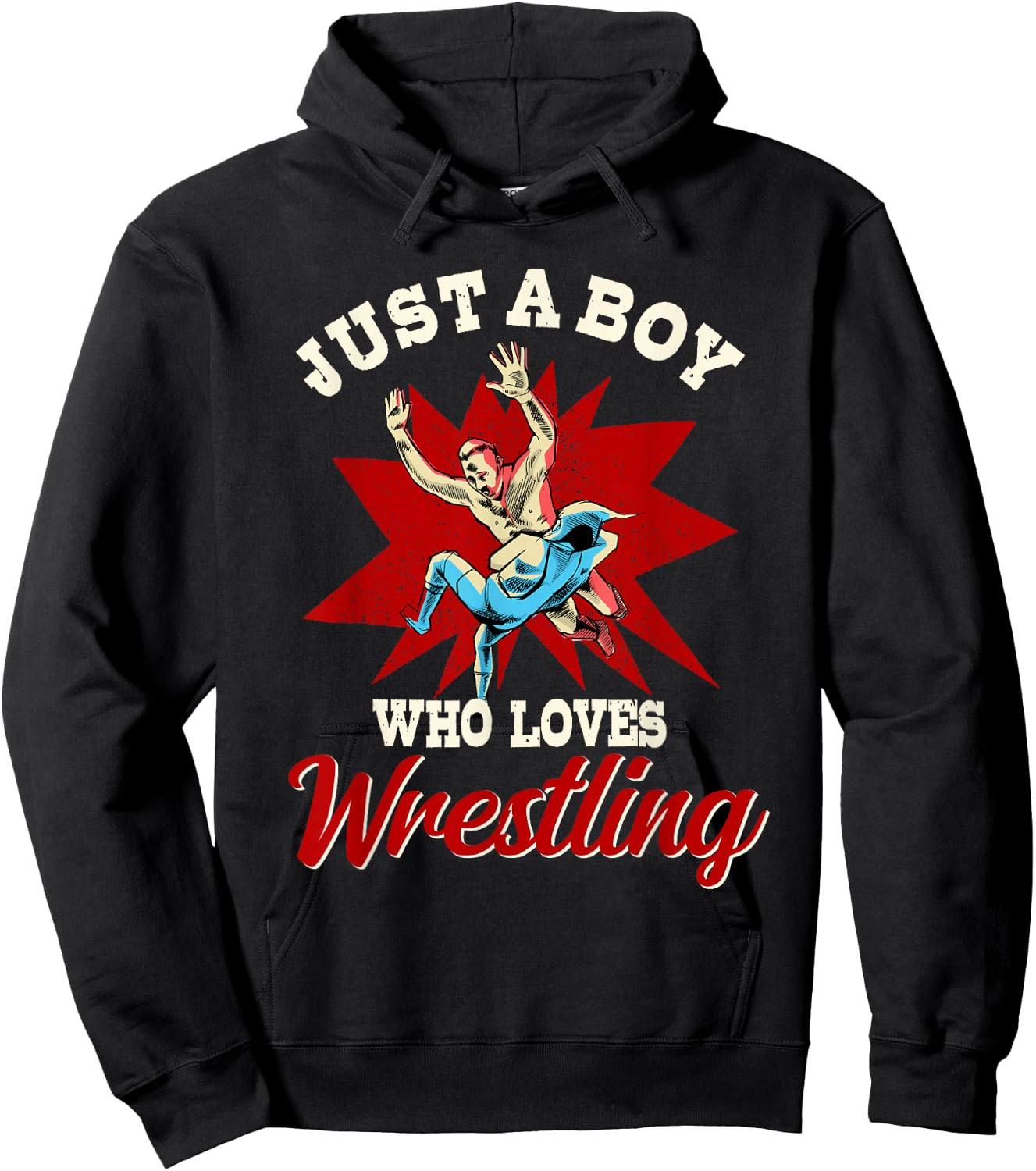 Just A Boy Who Loves Wrestling Boys Wrestle Wrestler Hoodie - Hoodie | Black