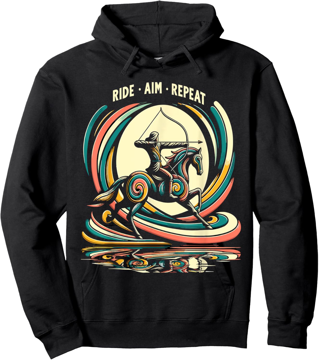 Retro Horse Rider Mounted Archery Hoodie - Hoodie | Black