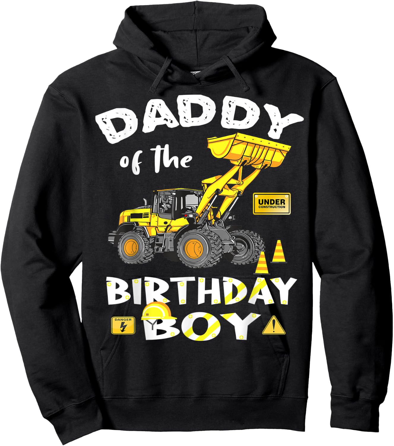 Daddy of The Birthday Boy Construction Birthday Yellow Truck Hoodie - Hoodie | Black