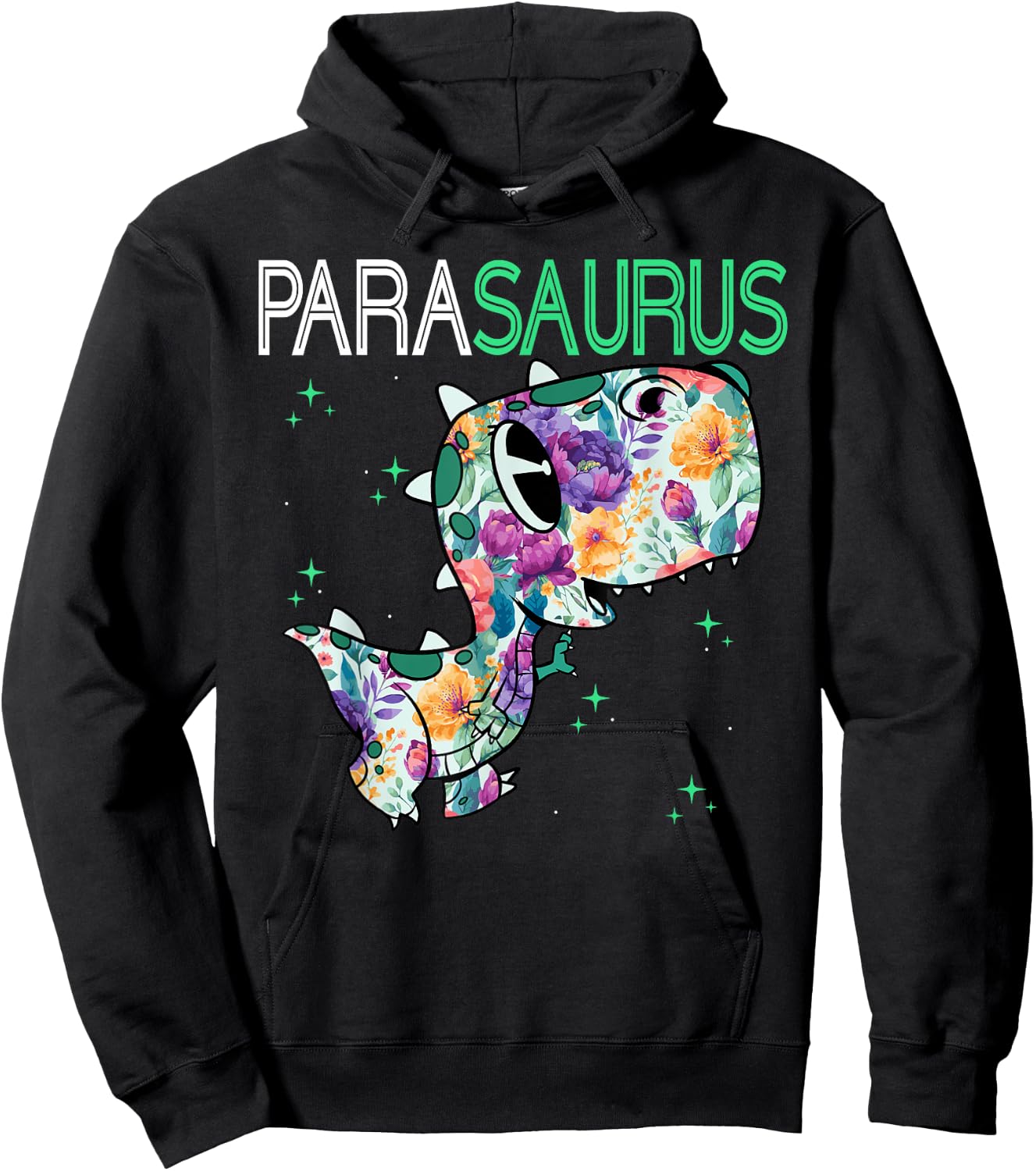 Dino Para Professional Teacher Collection T-Rex Dinosaur Paraeducator Assistant Teacher Hoodie - Hoodie | Black