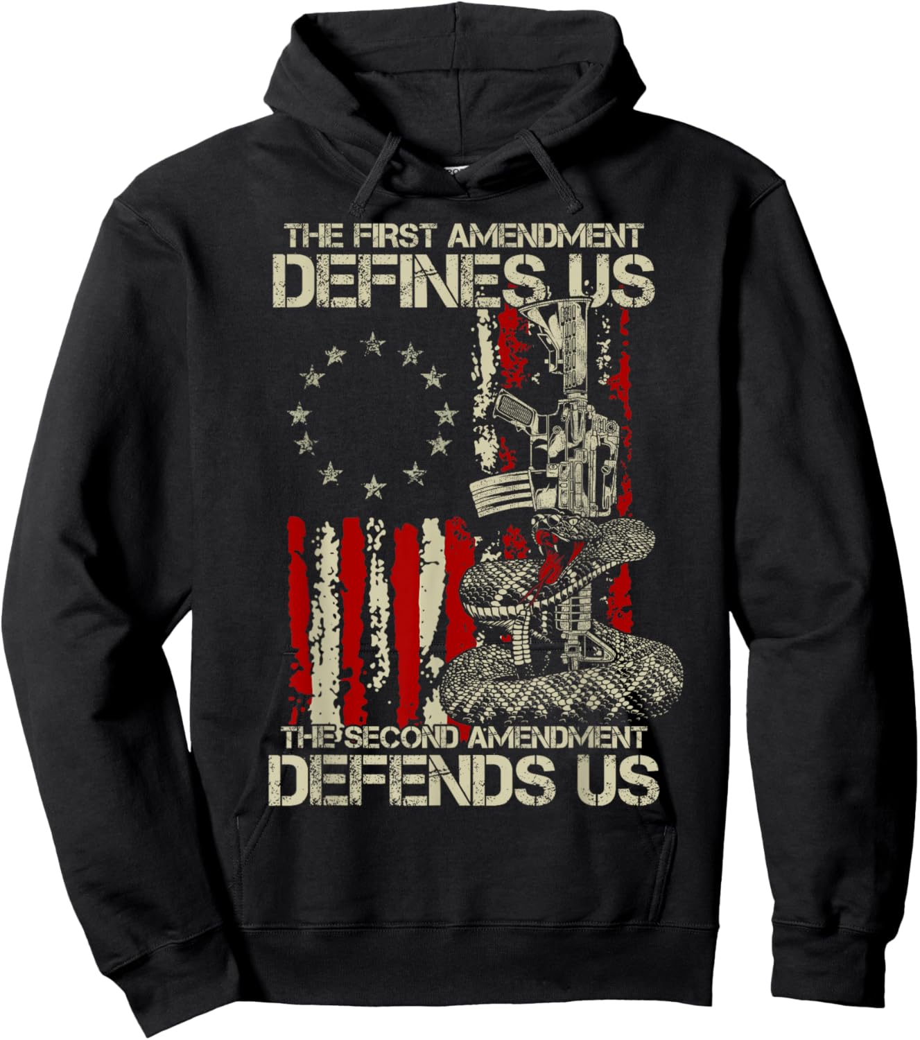 The First Amendment defines us American Flag Hoodie - Hoodie | Black