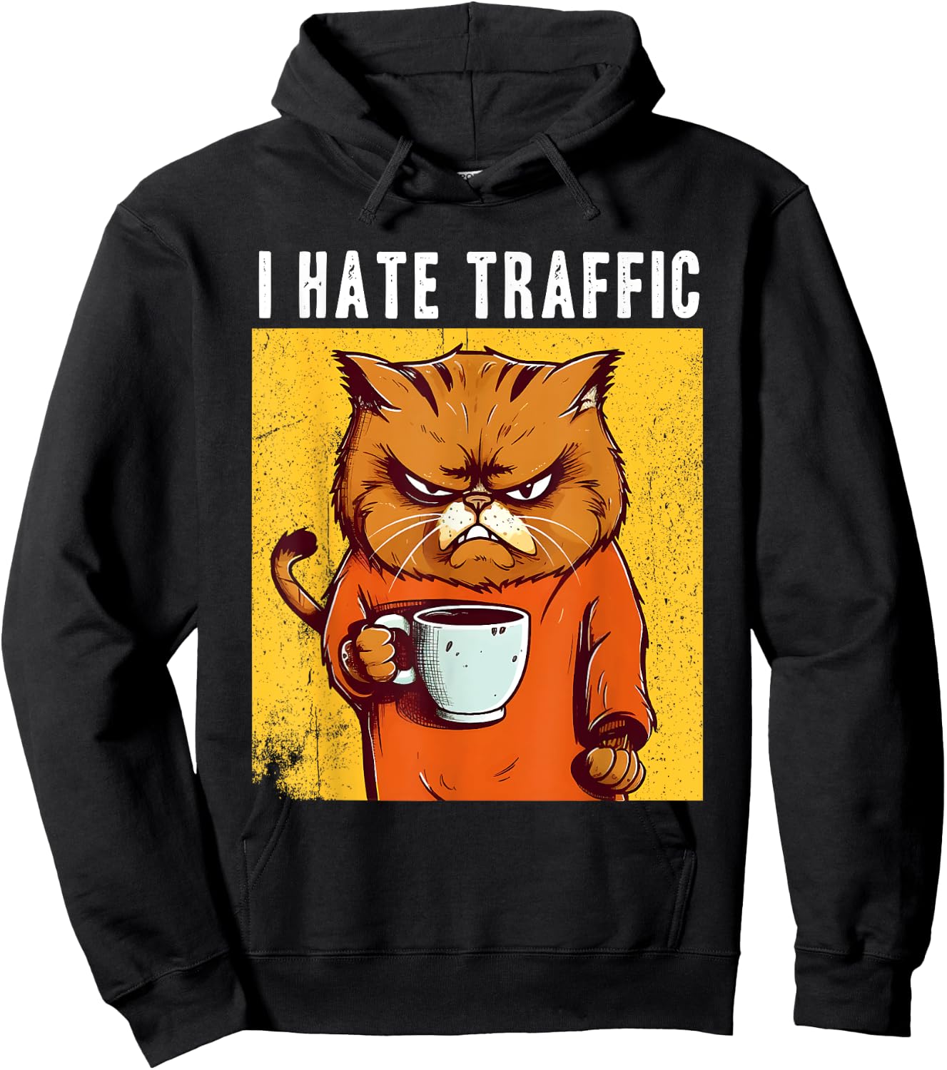 Angry cat drinking coffee I hate traffic funny cynical Women Hoodie - Hoodie | Black
