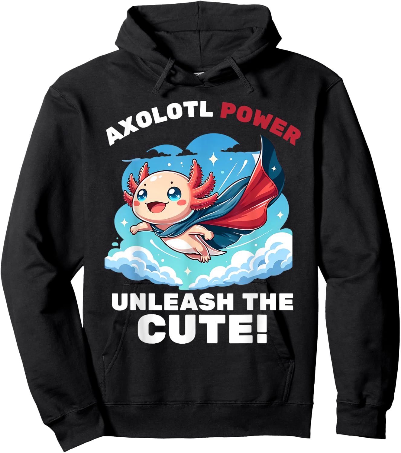Funny axolotl superhero kids boys girls Hoodie - Hoodie | Black