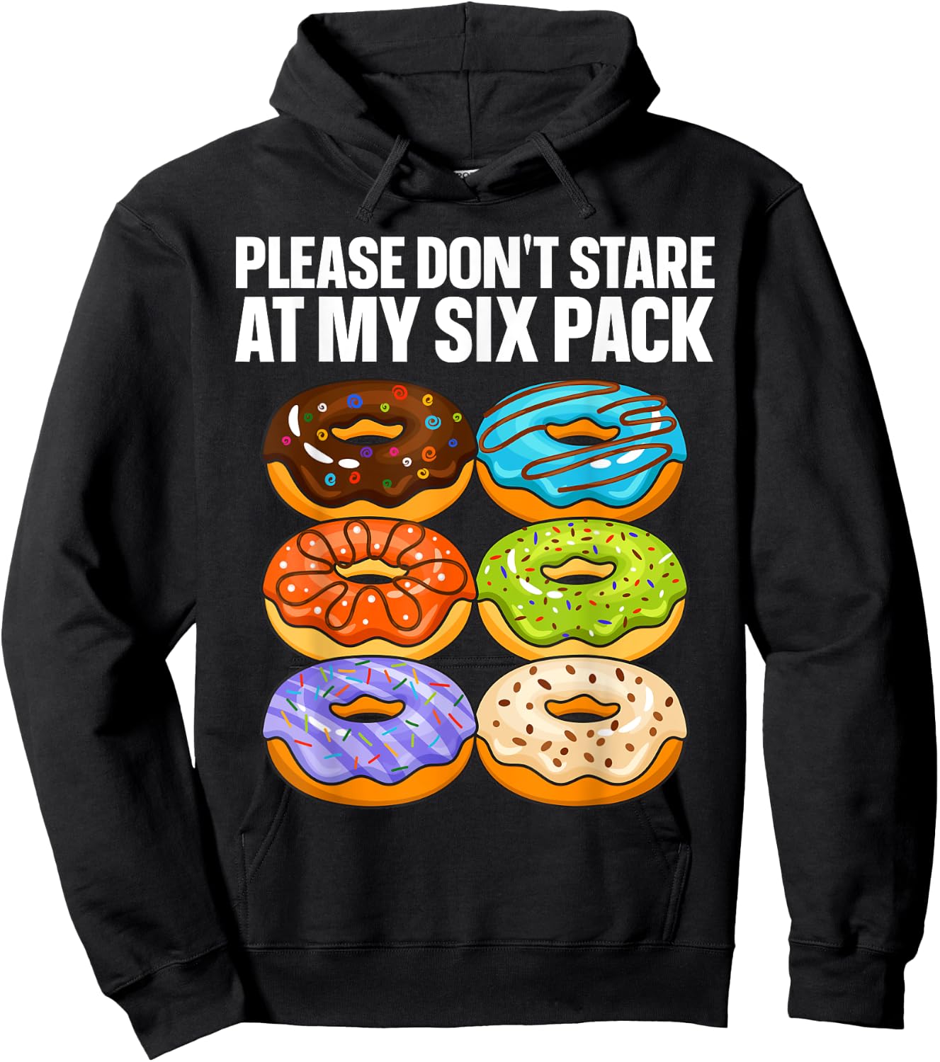 Funny Donut Art Women Doughnut Food Gym Six Pack Hoodie - Hoodie | Black