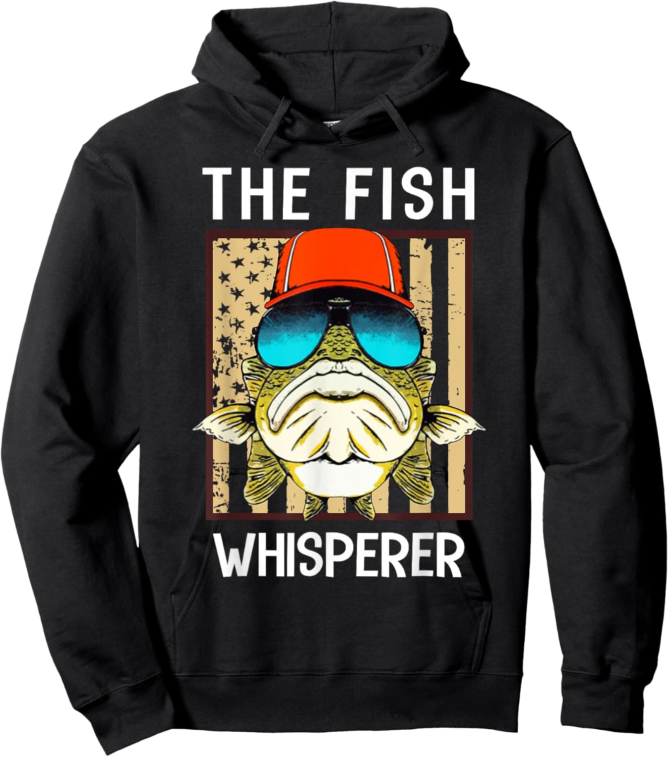 The fis.h whisperer american flag Women Men Hoodie - Hoodie | Black