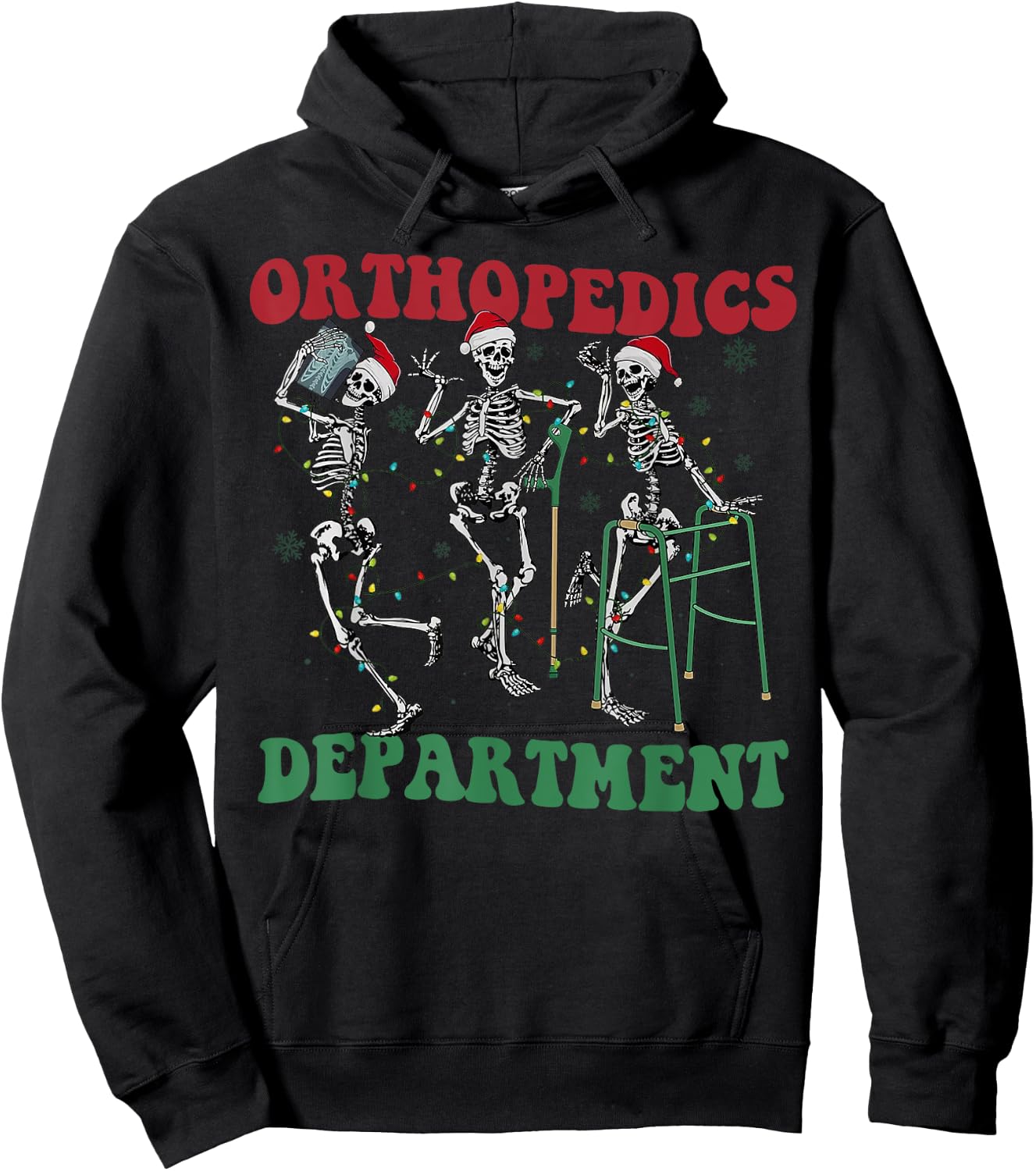 Skeleton Orthopedics Department Santa Christmas Hoodie - Hoodie | Black