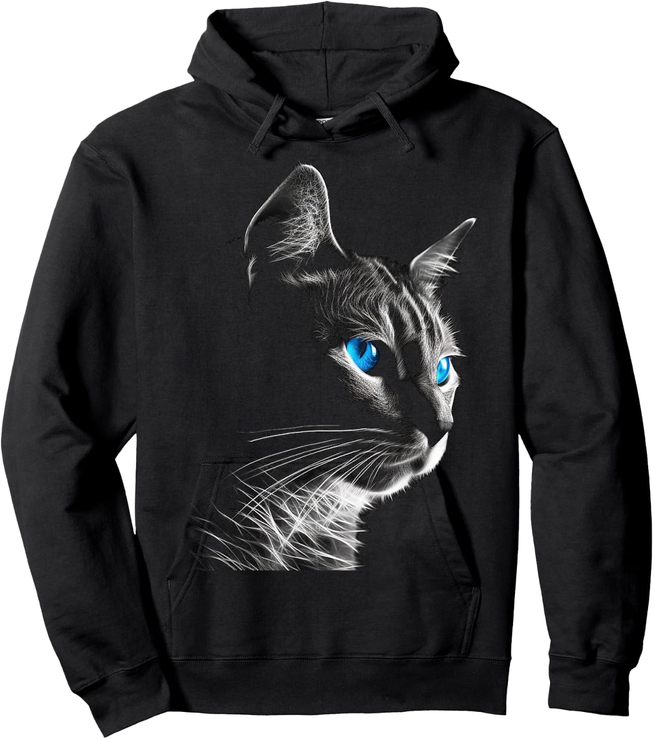 Cat Pet Animal - Blue Eyes Art Cat Men Women Kids Hoodie - Hoodie | Black