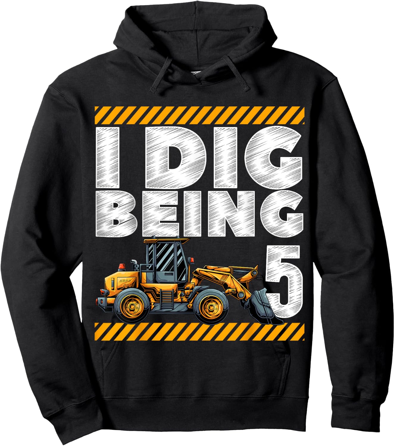 5th Birthday Construction Truck I Dig Being 5 Vehicle Bday Hoodie - Hoodie | Black