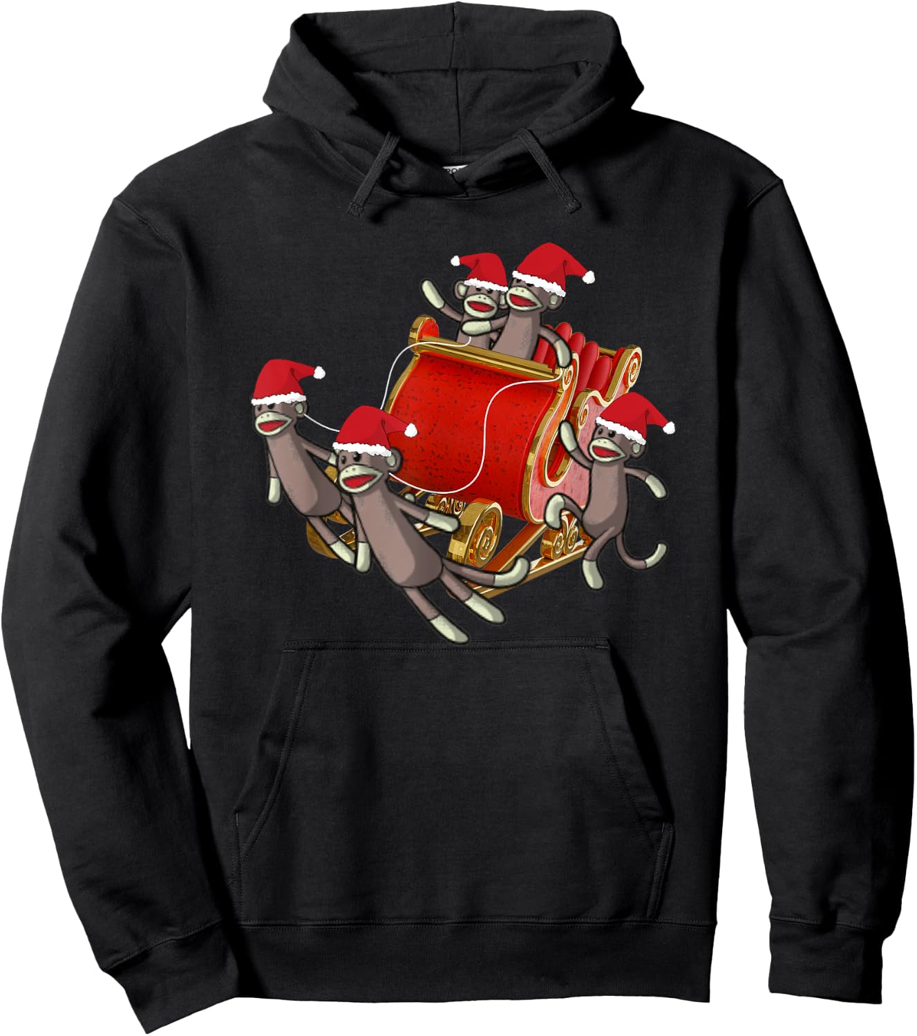 Sock Monkeys Take Over Christmas Funny Sock Monkey Hoodie - Hoodie | Black