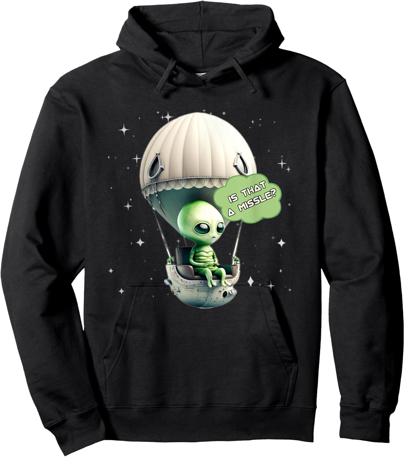 Funny Alien Balloon UFO Hot Air Balloon Alien Ship Lovers Hoodie - Hoodie | Black