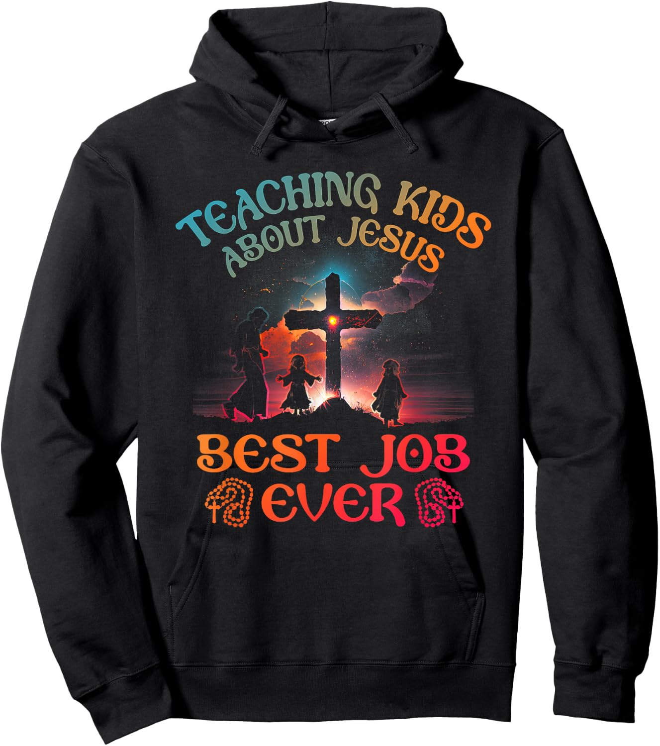 Retro Teaching Kids About Jesus is the Best Job Ever Teacher Hoodie - Hoodie | Black