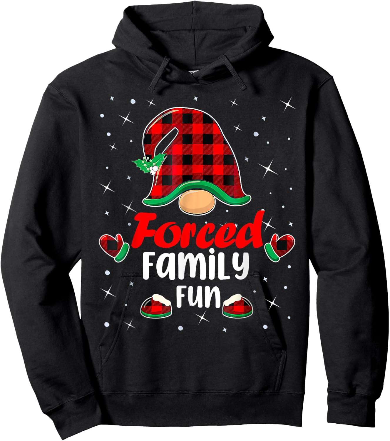 Funny Xmas Santa Hat Forced Family Fun Anti Christmas Gifts Hoodie - Hoodie | Black