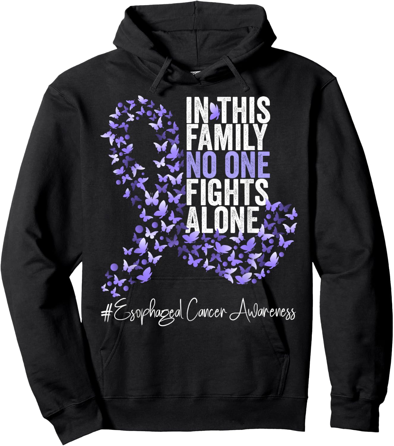 Esophageal Cancer Awareness Month Periwinkle Ribbon Hoodie - Hoodie | Black