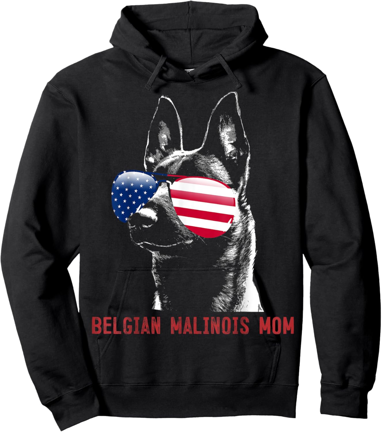 Belgian Malinois Mom Dog Puppy USA Women Hoodie - Hoodie | Black