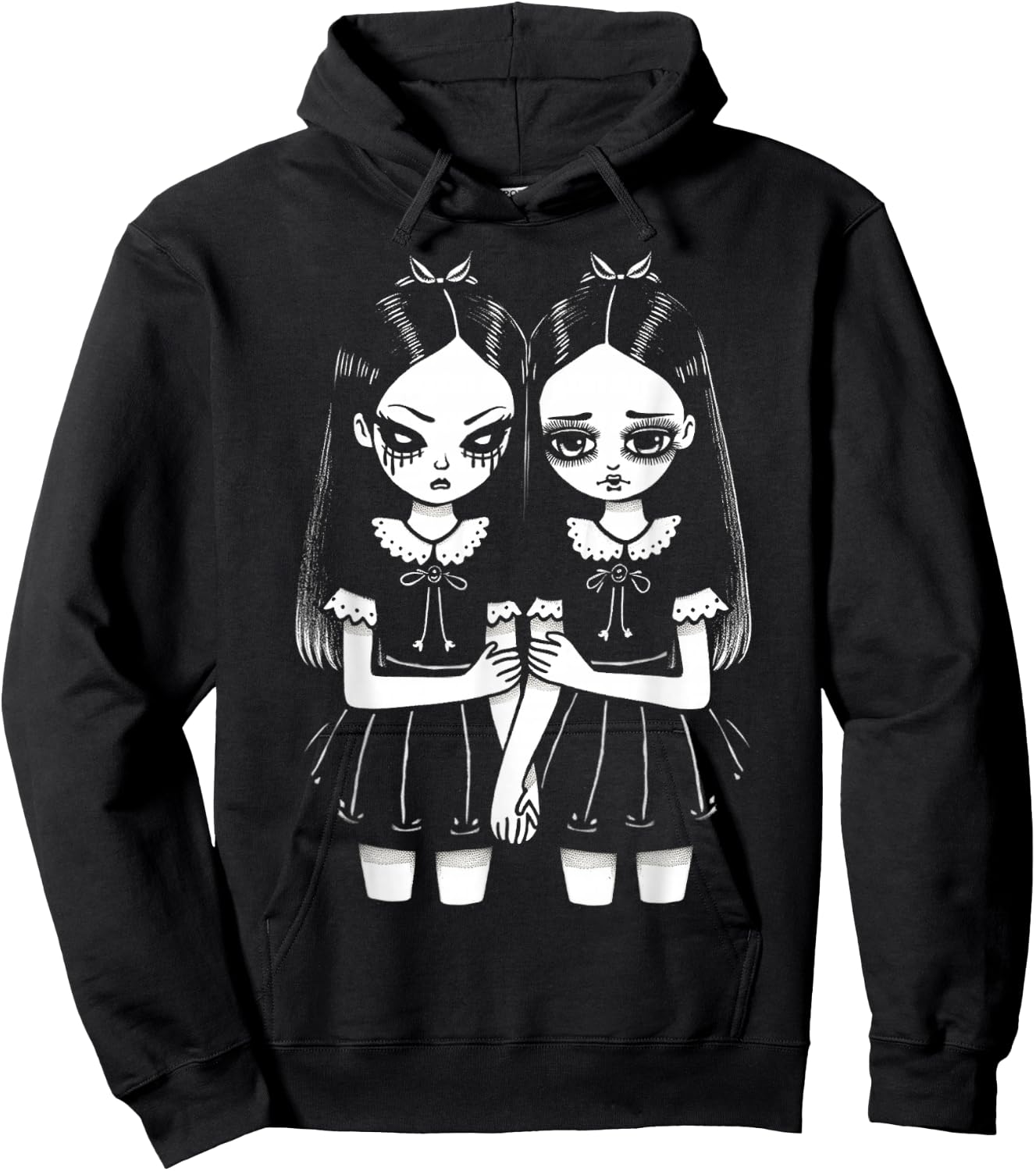 Creepy Cute Revenge And Sorrow Sister Twins Lurk In The Dark Hoodie - Hoodie | Black