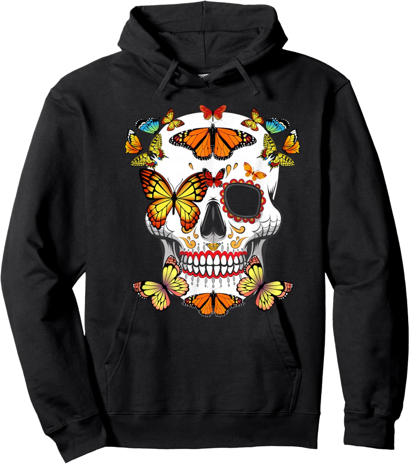 Sugar Skull Butterfly Shirt Color Butterfly Shirt Butterfly Hoodie - Hoodie | Black