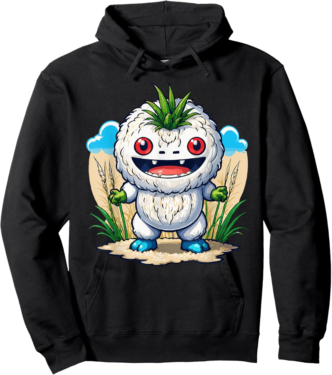 Japanese Food Anime Kawaii Rice Monster Hoodie - Hoodie | Black