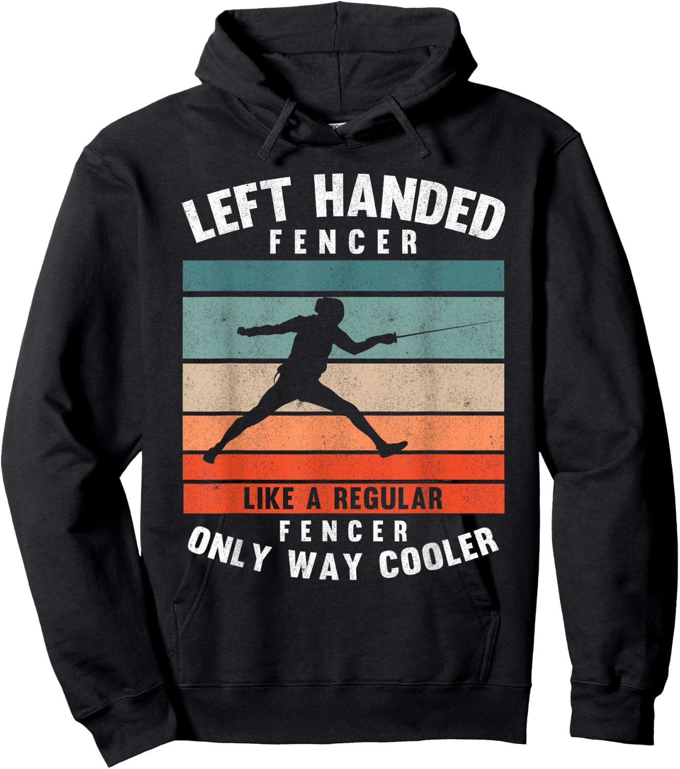 Left Handed Fencer Sword Fighting Sport Vintage Fencing Hoodie - Hoodie | Black