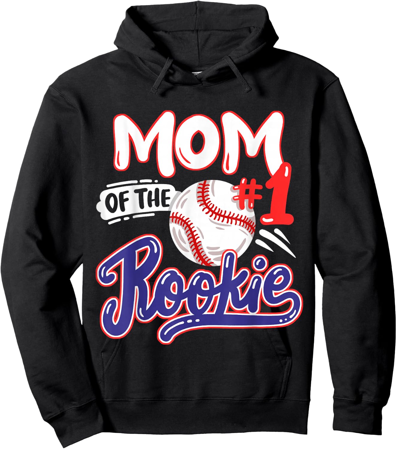Mom of Rookie 1st Baseball Birthday Party Theme Matching Hoodie - Hoodie | Black
