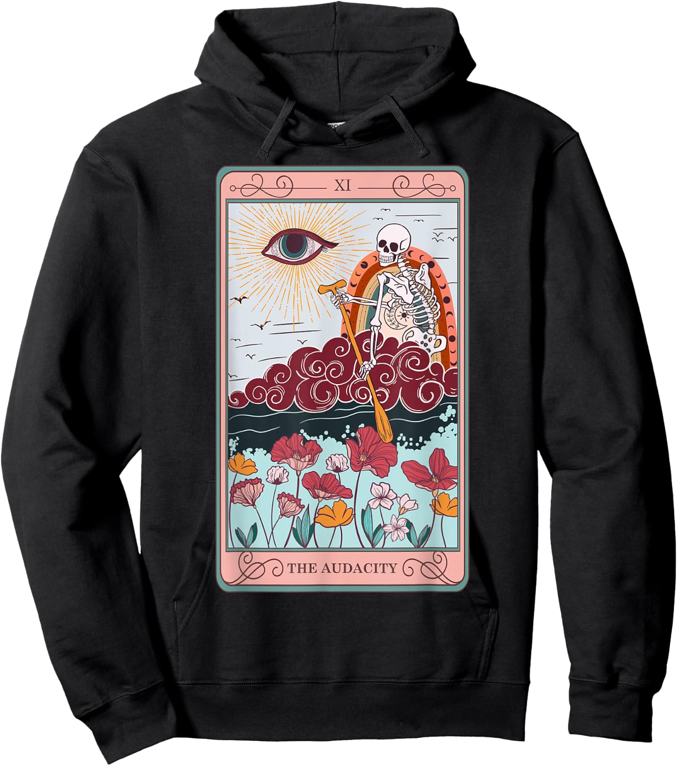 The Audacity Skeleton Tarot Card Sun Eye Aesthetic Hoodie - Hoodie | Black